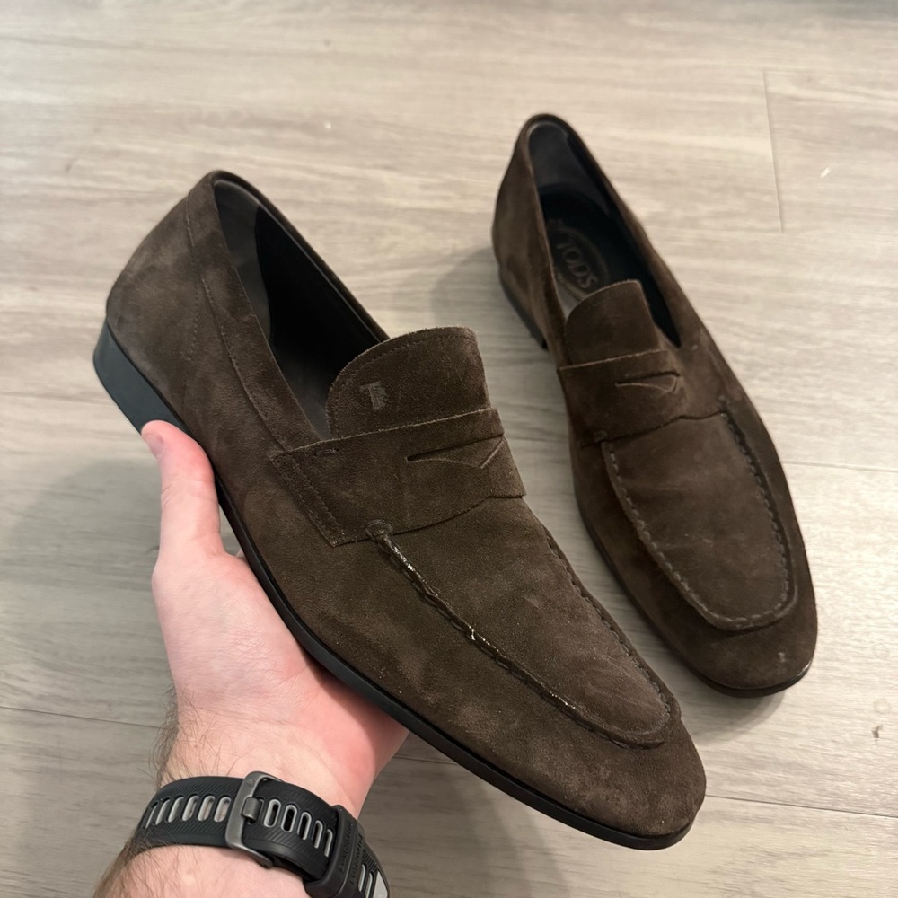 Brown Suede Penny Loafers - Men